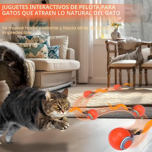 Miniatura 2 de BABORUI Pelota de juguete interactiva para gatos, juguetes interactivos automáticos para gatos de interior con 3 colas, 2 velocidades, juguetes