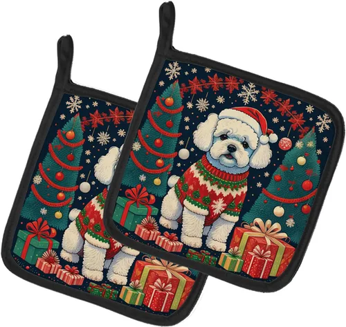 Miniatura 13 de Caroline's Treasures Fawn Pug - Par de soportes para ollas de Navidad, resistentes al calor, juego de ollas para horno, almohadillas calientes