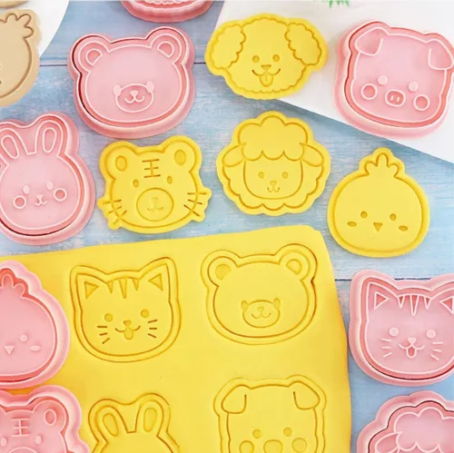 Miniatura 7 de Juego de 8 moldes de galletas de animales lindos con diseño de animales, moldes de galletas de conejo, molde para galletas de oso, herramientas