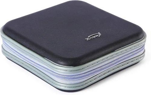 Miniatura 6 de Carpeta de almacenamiento portátil de plástico duro para CD/DVD, capacidad 32, color negro