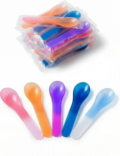 Juego de 50 cucharas transformadoras de color, cubiertos desechables y reutilizables de 5.15 pulgadas, cucharas visuales reactivas al frío para