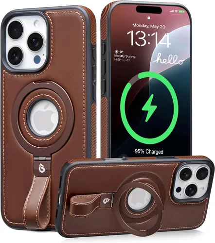 Miniatura 17 de Butaiga - Funda para iPhone 12 Pro Max con correa de cuero, soporte de anillo, color negro Finger Loop, Relieve Smartphone Pinky Strain