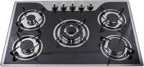 Miniatura 3 de Estufa de gas de 30 pulgadas de vidrio templado con 5 quemadores Estufa de parrilla de cocina de gas, LPG/NG convertible, estilo 1