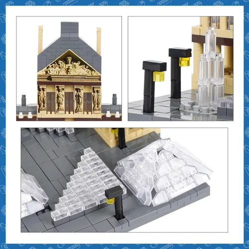 Miniatura 6 de Juego de bloques de construcción micro de Louvre de arquitectura, 3377 piezas de fama mundial modelo arquitectónico, juguetes educativos ladrillos