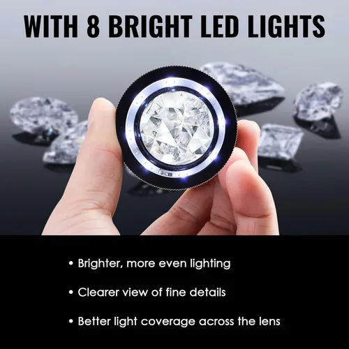 Miniatura 3 de Jewelers - Lupa iluminada de 0.984 in con lupa enfocada en LED para gemas, óptica textil, bordado, placa de circuito, monedas, escala de retícula 1