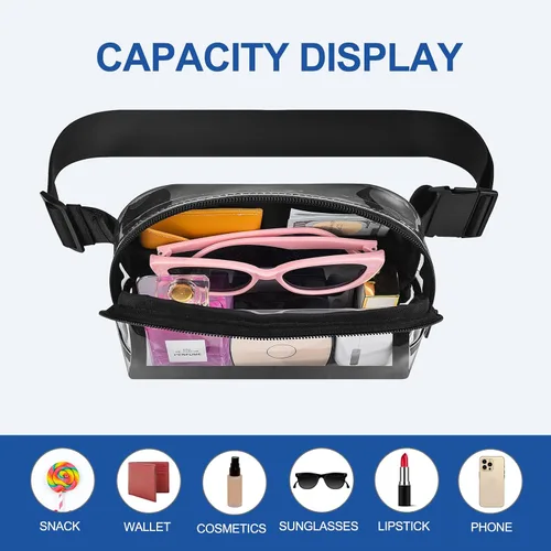 Miniatura 3 de Riñonera transparente para eventos de estadio, bolsa de cinturón transparente para mujeres y hombres, para conciertos, deportes, playa, senderismo