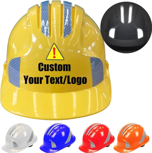 Miniatura 22 de Sombreros duros personalizados al por mayor con logotipo, certificado OSHA/ANSI, ala completa ventilada (trinquete de 4 puntos) para pedidos a