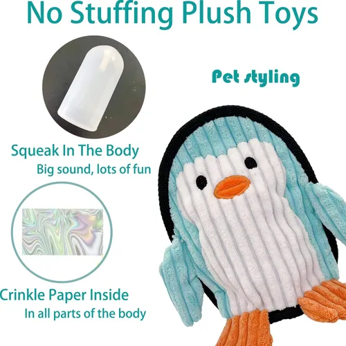 Miniatura 5 de Juguetes chirriantes para perros, paquete de 3, peluches suaves y resistentes, sin juegos de juguetes de peluche, juguetes duraderos para masticar
