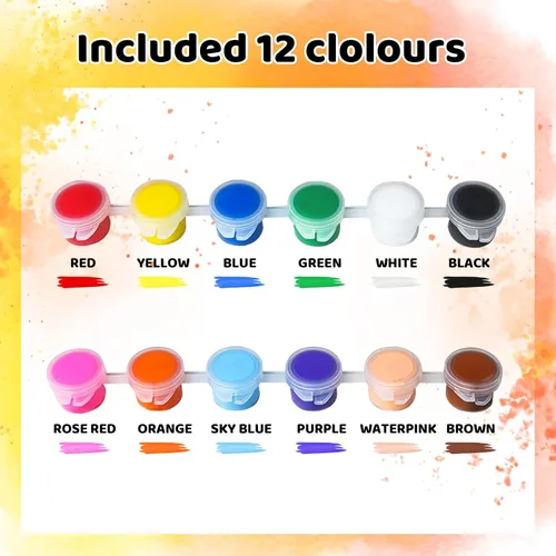 Miniatura 3 de Paquete de 30 mini pintura acrílica, 420 piezas de kit de pintura para niños, tiras de almacenamiento de tiras de 12 colores, tiras de pinturas