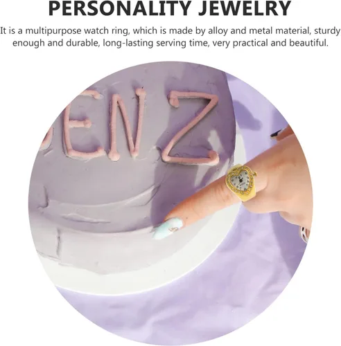 Miniatura 7 de Mikikit Reloj de anillo para mujer, reloj de dedo elástico con sincronización precisa, forma de corazón, reloj de dedo de cuarzo, reloj de anillo