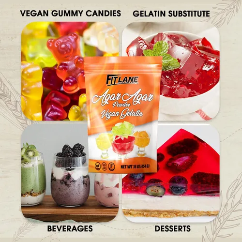 Miniatura 2 de Agar Agar en polvo de 16 onzas – Gelatina vegana (vegetariana) – Sin OMG, sin gluten y rica en nutrientes – Sustituto de la mezcla de carne