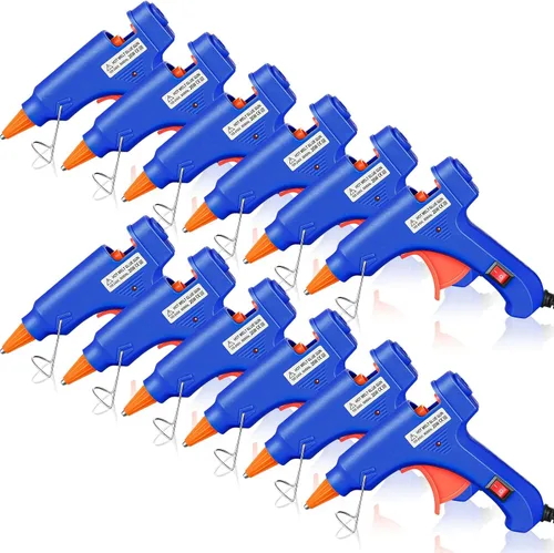 Zhengmy 12 piezas mini pistolas de pegamento para manualidades, pistolas termofusibles, pegamento a baja temperatura con protección contra Azul