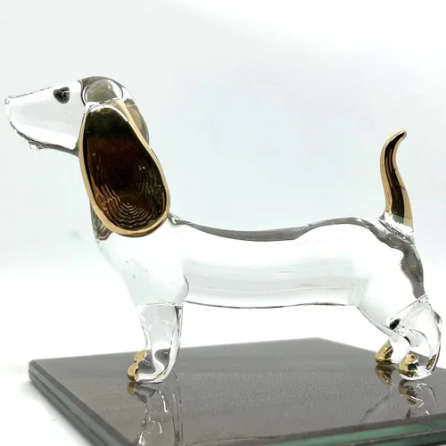 Miniatura 26 de Figuras en miniatura de perro salchicha soplado a mano, arte de animales coleccionables, regalo para decoración del hogar (4 pulgadas, azul negro)