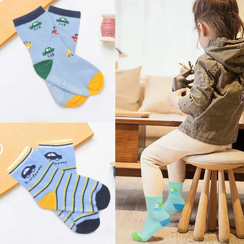Miniatura 7 de 12 pares de calcetines antideslizantes antideslizantes para niños, calcetines de algodón para niños de 1-33-55-7 años de edad, niños y niñas