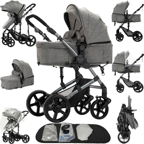 Miniatura 17 de Cochecito de bebé 2 en 1 reversible portátil estándar, cochecito convertible plegable para bebé, carriola para recién nacidos, capazo plegable de 2