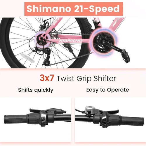 Miniatura 5 de Ecarpat 24/26 Inch Mountain Bike for Women Girls, 21-Speed Mountain Bicycle with Disc/V-Brakes and Front Fork Suspension, Carbon Steel Frame MTB Bike