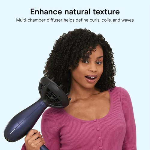 Miniatura 5 de Secador de pelo Infiniti Pro Conair con difusor innovador, mejora rizos y ondas mientras reduce el encrespamiento, azul oscuro Difusor multicámara