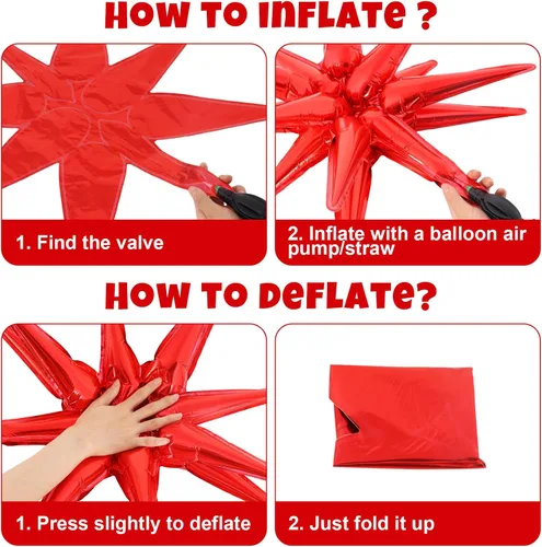 Miniatura 7 de 10 unidades de globos de estrella roja explosión globos de estrella fulgurante globos de cono de papel de aluminio mágicos para decoraciones