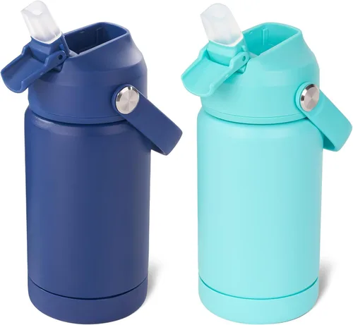 Miniatura 40 de Kerilyn - Botella de agua para niños, de acero inoxidable, con pajilla a prueba de fugas, con aislamiento térmico, libre de bisfenol A, unisex