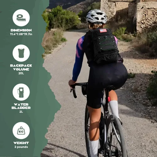 Miniatura 7 de Maelstrom Mochila de senderismo de hidratación con bolsa de agua de 2L/3 L, válvula de mordida de alto flujo, mochila de agua para hombres