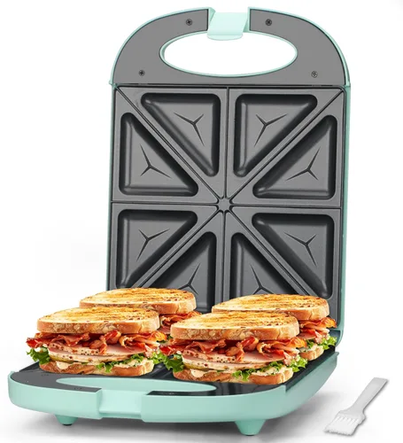 Miniatura 8 de Baker’s Friend Sandwichera para Desayuno, Prensa de Parrilla para Panini de 4 Rebanadas, Sandwichera Eléctrica con Luz Indicadora, Sandwichera