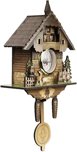 Miniatura 2 de FitBest Reloj de cuco tradicional de madera hecho a mano con pájaros, funciona con pilas, reloj de cuarzo de péndulo de pared para decoración