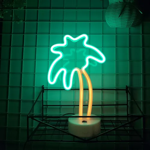 Miniatura 3 de JYWJ Letreros de neón con base de soporte, luz de neón alimentada por USB o 3 pilas AA, decoración LED de pared de escritorio, varias fiestas