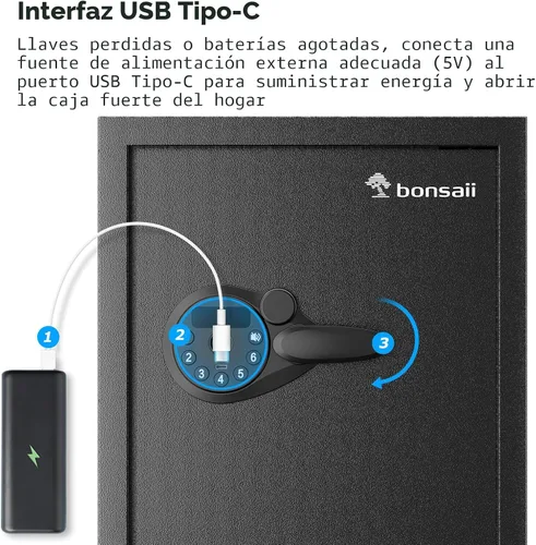 Miniatura 6 de Caja de seguridad Bonsaii, caja de seguridad grande de 1.2 pies cúbicos para documentos, nuevo tipo de cerradura con teclado digital, estante