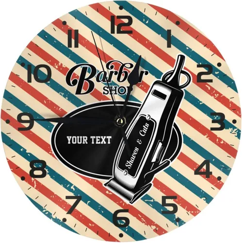 Miniatura 13 de Reloj de pared personalizado para peluquería, reloj de pared personalizado con texto sin tictac, silencioso, silla de peluquería personalizada de 10