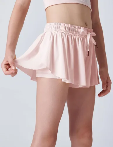 Miniatura 27 de Paquete de 3 pantalones cortos fluidos para niñas con forro de elastano, 2 en 1, faldas de mariposa para jóvenes, para fitness, correr, deportes