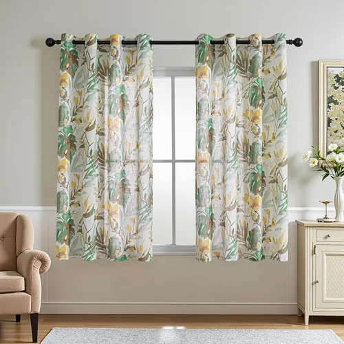 Miniatura 27 de MYSKY HOME - Cortinas plisadas con estampado floral para sala de estar/comedor, cortinas plisadas para proteger la privacidad, 84 pulgadas de largo