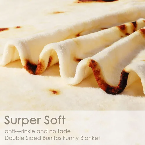Miniatura 6 de Bnuitland Manta de tortilla de burritos, 300GSM de doble cara gigante divertida manta de regalo para niños/mascotas y adultos, manta realista súper