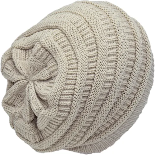 Miniatura 31 de C.C Winter Oversized Beanie Hat with Fuzzy Lining – Thick Knit Thermal Beanie for Cold Weather, Soft Warm Fleece Lined Cap