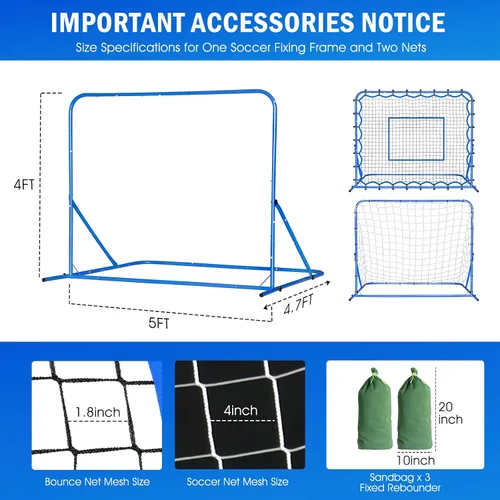 Miniatura 7 de Soccer Baseball Rebounder Net, Soccer Goal Net, Volleyball Softball Rebound Pitchback Net Quick-Switch Angle Training for Control, Passing Practice