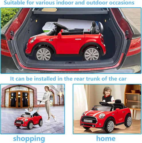 Miniatura 4 de Voupou Auto de empuje para niños, Auto de paseo, Juguete de auto de empuje para niños pequeños MINI Cooper con licencia con varilla de empuje
