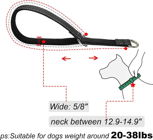 Miniatura 2 de Collar reflectante para perro, collar de perro con lazo para perros de 20 a 38 libras, collares de nailon con acolchado suave para entrenamiento