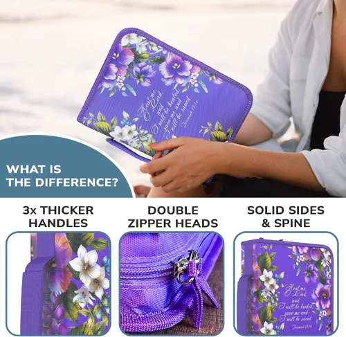 Miniatura 3 de DEHITE Funda para la Biblia para mujer, fundas de tela prémium para la Biblia para niñas, bolsa de transporte para mujer, ranuras para bolígrafos