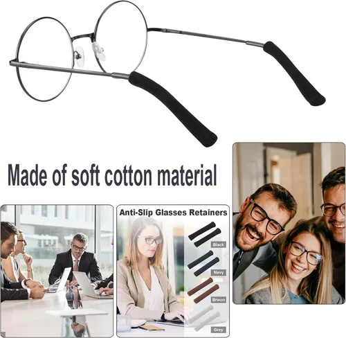 Miniatura 4 de Cojines para las orejas para lentes con tela de algodón, puntas de retenedor de gafas de punto suave, almohadillas elásticas antideslizantes