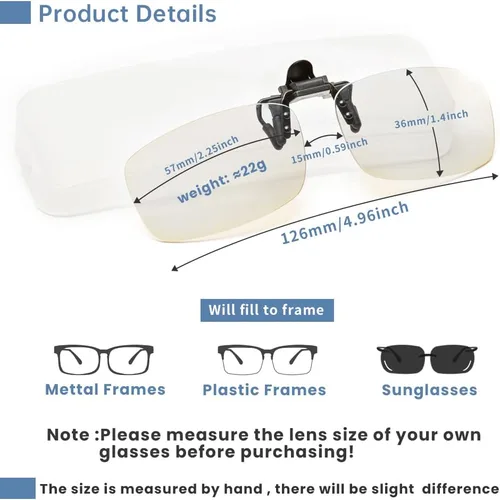 Miniatura 4 de Gafas de lectura con clip y abatibles, lupas con bloqueo de luz azul, lupa, lentes para lectores unisex (transparente, 1.0)