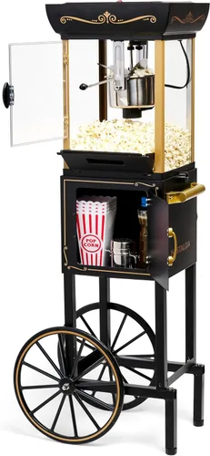 Nostalgia Máquina para hacer palomitas de maíz - Carrito profesional con caldera de 2.5 onzas que hace hasta 10 tazas - Máquina de palomitas vintage