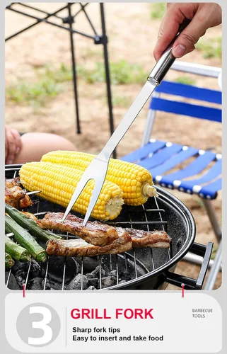 Miniatura 4 de Parrilla BBQ Accesorios de BBQ, Herramientas de Parrilla de Acero Inoxidable Accesorios para Asar Juego de Parrilla Accesorios de Parrilla