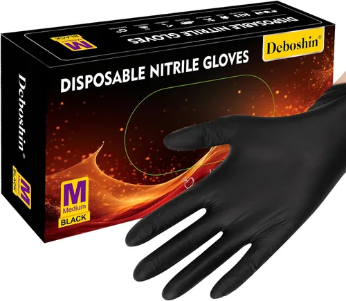 Guantes desechables de nitrilo sin látex, 100 unidades, limpieza negra, preparación de alimentos sin polvo, tamaño grande