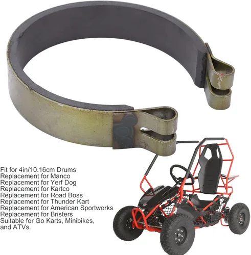 Miniatura 5 de Fydun Banda de freno de 4 pulgadas, kit de pasador de banda de freno de acero y cerámica de alto rendimiento de 7/8 pulgadas de ancho para Go Karts