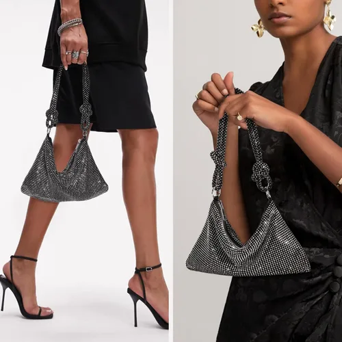 Miniatura 4 de Rhinestone Purses for Women Chic Sparkly Evening Handbag Bling Hobo Bag Shiny Silver Clutch Purse for Party