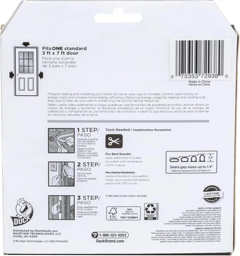 Miniatura 2 de Duck Brand Max Strength Sello de Burletes de Silicona para Puertas y Ventanas, Autoadhesivo, Se Adapta a Espacios Medianos de 1/8-1/4 Pulgadas, .31