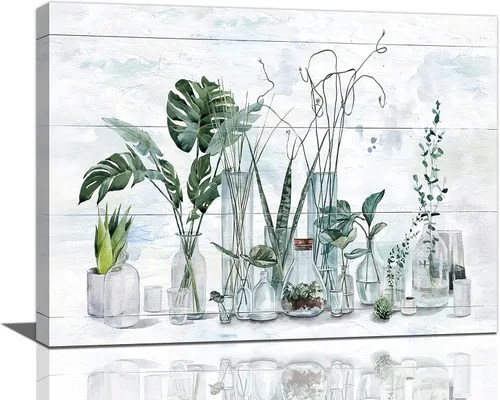 Miniatura 23 de Decoración de flores para baño, arte de pared con impresión de campo, baño, pintura floral, lienzo, cuadros modernos, decoración para el hogar, sala