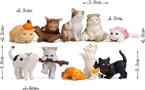 Miniatura 4 de 15 figuras de juguete de personajes de animales de gato, colección de gatos maduros, mini decoración de jardín, decoración de tartas, decoración