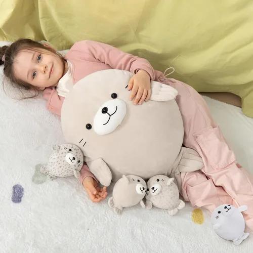 Miniatura 2 de MaoGoLan 5 piezas de peluche de foca gorda con 4 bebés en el interior - Almohada gigante de animal de peluche de foca ultrasuave de 20 pulgadas