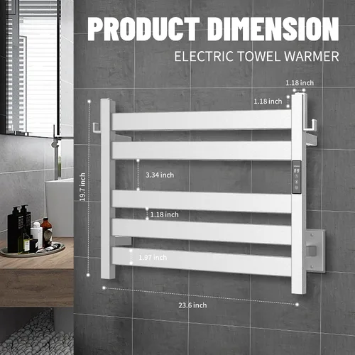 Miniatura 6 de K&KALONZO EL18SL - Toallero térmico de 5 bares, montaje en pared, calor rápido en 2 minutos, EL18SL Brushed, Fast Heat(122°F in 2 Min), Built-in