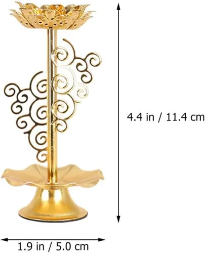 Miniatura 9 de 2 portavelas de loto de aleación, candelabros decorativos budistas para decoración tranquila del hogar, elegante base de vela para meditación
